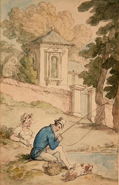 漁をする男 1780年頃 （紙にペン、墨、水彩） 作： Thomas Rowlandson