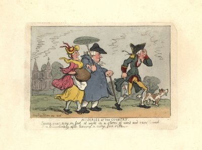 夜の嵐の中、田舎で迷子になった男と女。 作： Thomas Rowlandson