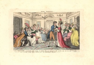 ダンスパーティーで醜い女性にキスを強要された男性。 作： Thomas Rowlandson