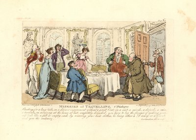 晩餐会でホストの似合わない服を着せられた男性 作： Thomas Rowlandson