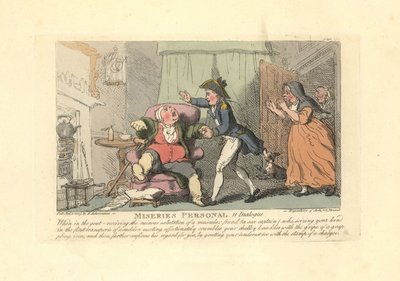 痛風の男が船員に痛烈な挨拶をされる。 作： Thomas Rowlandson