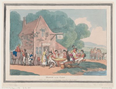 キャンプへの行進、1803 年 9 月 1 日、1803 年 9 月 1 日。 作： Thomas Rowlandson