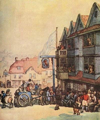 グリニッジのオールドレッドライオンの外の市場の日、1938 作： Thomas Rowlandson