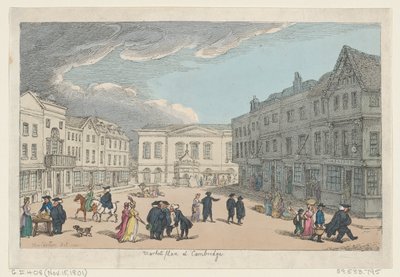 ケンブリッジのマーケット プレイス、1801 年 11 月 15 日、1801 年 11 月 15 日。 作： Thomas Rowlandson