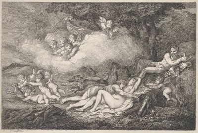 火星と眠る金星とプッティ、1799., 1799. 作： Thomas Rowlandson