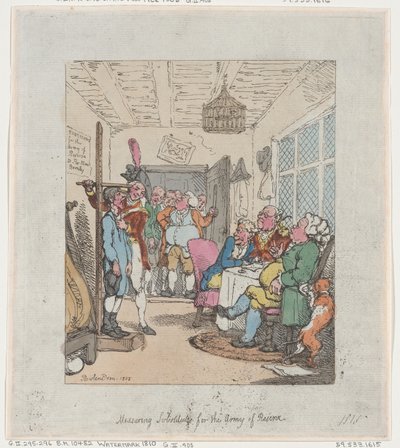 予備軍の代替品の測定, 1805., 1805. 作： Thomas Rowlandson