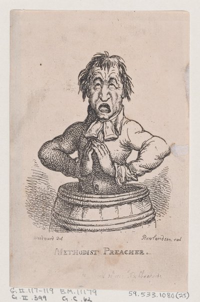 メソジストの説教者、1808 年 4 月、1808 年 4 月。 作： Thomas Rowlandson
