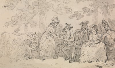 セント・ジェームズ・パークの乳搾り娘たちと紳士たち 作： Thomas Rowlandson