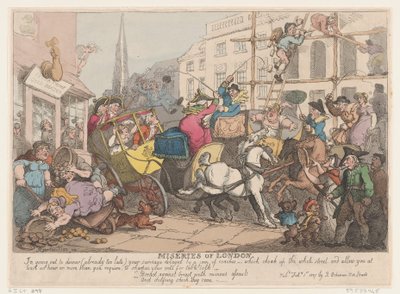 ロンドンの惨状: 夕食に出かける、1807 年 2 月 1 日、1807 年 2 月 1 日。 作： Thomas Rowlandson