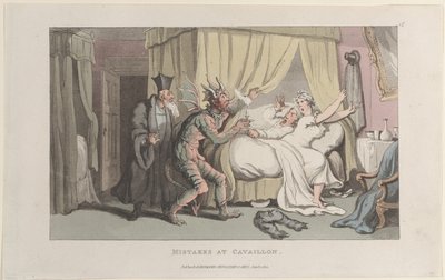 1822 年 1 月 1 日、南部プロの感傷的な旅のジャーナルからカヴァイヨンでの間違い。 作： Thomas Rowlandson