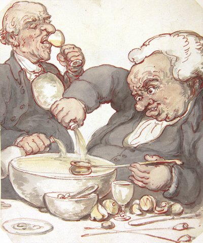 パンチを混ぜる（インクと水彩と鉛筆） 作： Thomas Rowlandson