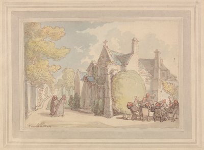 Monges farreando do lado de fora de um mosteiro 作： Thomas Rowlandson
