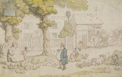 カントリーハウスのジョリー夫妻（水彩、ペンとインク、紙に鉛筆） 作： Thomas Rowlandson