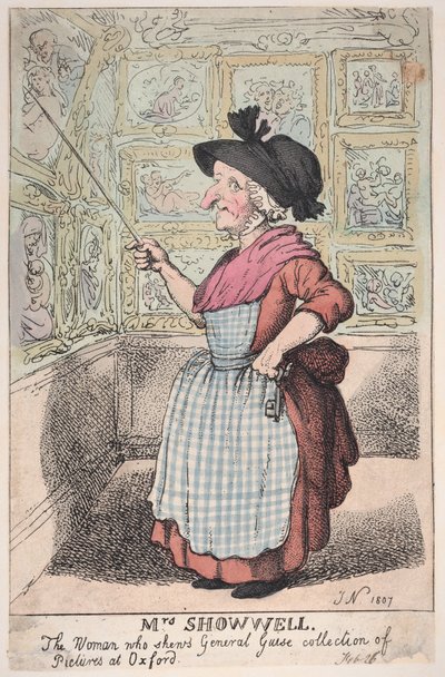 ショーウェル夫人、1807 年 2 月 26 日、O... でギーズ将軍の画集を見せる女性 作： Thomas Rowlandson