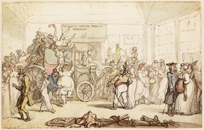 ナポレオンのコーチ、ファッショナブルなロンドンで見られている、「1815年のオランダでのキャンペーンの歴史的記述」、1817年 作： Thomas Rowlandson
