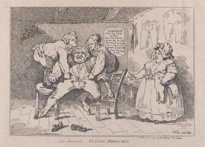 New Invented Elastic Breechs、1784 年 11 月 1 日、1784 年 11 月 1 日。 作： Thomas Rowlandson
