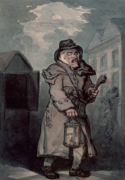 夜警、18世紀後半 作： Thomas Rowlandson