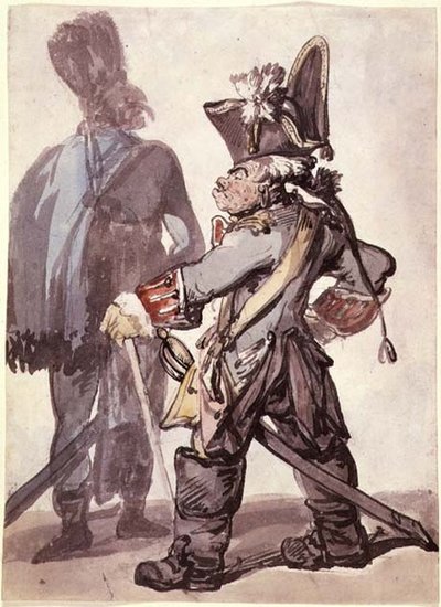 No.2160 フリードリヒ大王（1712-86）とその将校（ペン、セピア、水彩、紙 作： Thomas Rowlandson