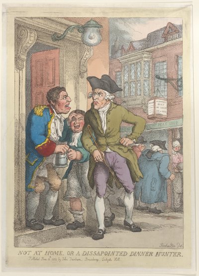 自宅にいない、または失望したディナー ハンター、1823 年 6 月 13 日、1823 年 6 月 13 日。 作： Thomas Rowlandson