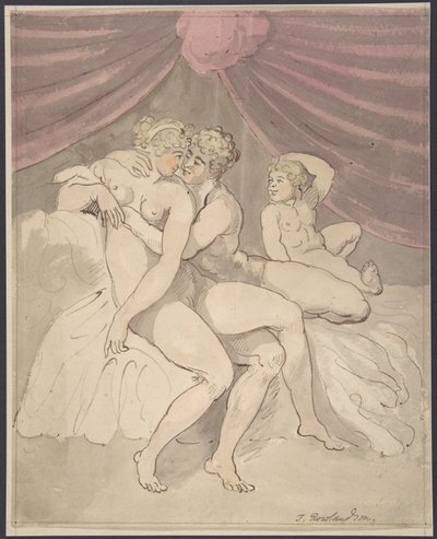 抱き合う裸のカップル 作： Thomas Rowlandson