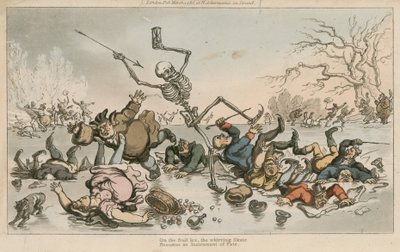 かすかな氷の上で、ふわふわのスケート、運命の道具になる 作： Thomas Rowlandson