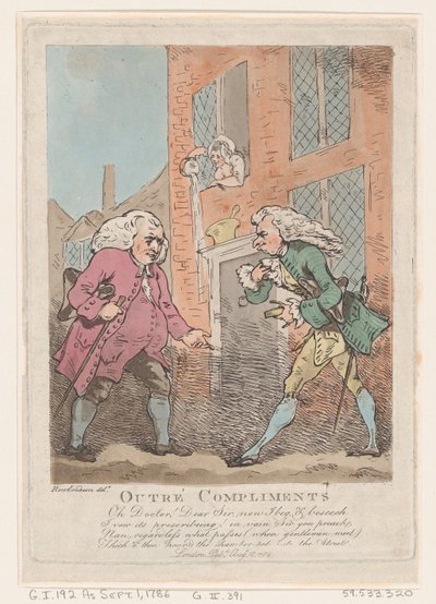 憤慨した賛辞、1786 年 8 月 18 日、1786 年 8 月 18 日。 作： Thomas Rowlandson