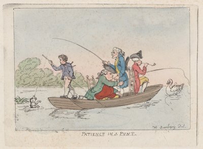 パントでの忍耐、ca。 1803年頃。 1803年。 作： Thomas Rowlandson