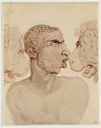 人間の頭部と 2 頭のライオンの生理学的研究 作： Thomas Rowlandson