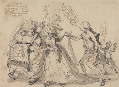 リージェンシーのための戦いにおけるピットと彼の同盟国 作： Thomas Rowlandson