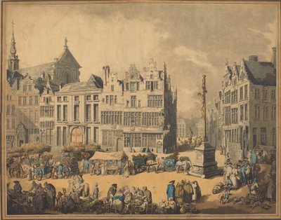 アントワープのメール広場、1797 年。 作： Thomas Rowlandson