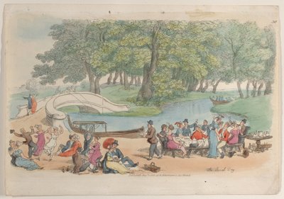 プレート 30: ソーシャル デー、World in Miniature、1816 年より。, 1816. 作： Thomas Rowlandson