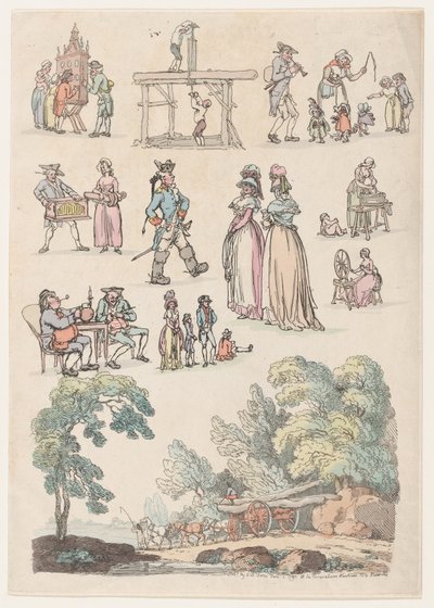 Plate 5, Outlines of Figures, Landscapes and Cattle... for the Use of Learners, Ju..., June 18, 1790. 作： Thomas Rowlandson