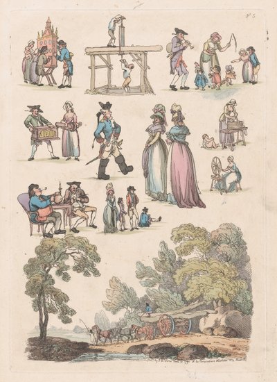 Plate 5, Outlines of Figures, Landscapes and Cattle... for the Use of Learners, Ju..., June 18, 1790. 作： Thomas Rowlandson