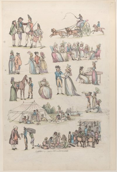 プレート 7、図、風景、牛の輪郭...学習者用、ジュ...、1790 年 6 月 27 日。 作： Thomas Rowlandson