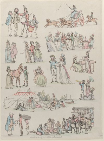 プレート 7、図、風景、牛の輪郭...学習者用、ジュ...、1790 年 6 月 27 日。 作： Thomas Rowlandson