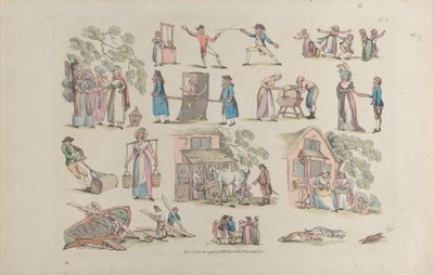 Plate 8, Outlines of Figures, Landscapes and Cattle... for the Use of Learners, Ju..., June 20, 1790. 作： Thomas Rowlandson