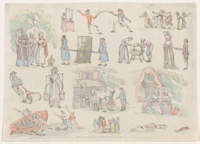 Plate 8, Outlines of Figures, Landscapes and Cattle... for the Use of Learners, Ju..., June 20, 1790. 作： Thomas Rowlandson