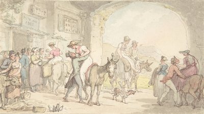 センチメンタルトラベルからの郵便局の喜び、カリフォルニア州。 1821年。 作： Thomas Rowlandson