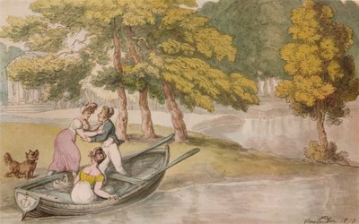ポープスヴィラ、トゥイッケナム：外出、c1819 作： Thomas Rowlandson