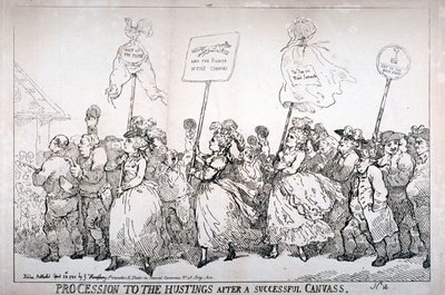 「カンバスが成功した後のハスティングへの行進、no:14」、1784年。 作： Thomas Rowlandson