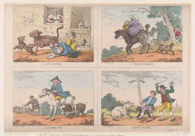 七面鳥を引っ張って、コラード豚、子牛の引き抜きと錆びたベーコン、1807., 1807. 作： Thomas Rowlandson