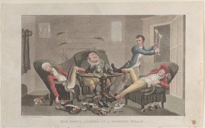 Quae Genus は、1821 年 12 月 1 日、The History of Johnny Quae Genu... からのスポーツ フィナーレに出席します。 作： Thomas Rowlandson