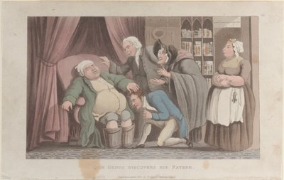 Quae Genus は彼の父を発見する、The History of Johnny Quae Genus、The Li...、1822 年 1 月 1 日より。 作： Thomas Rowlandson