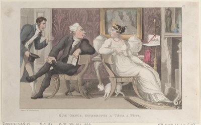 Quae Genus、Interrupts a Tête à Tête、The History of Johnny Quae Genus, T...、1822 年 1 月 1 日より。 作： Thomas Rowlandson
