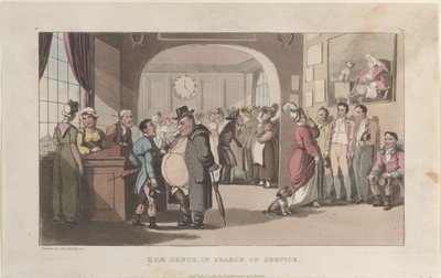 サービスを求めてのQuae Genus、The History of Johnny Quae Genus、The Lit...、1821年8月1日より。 作： Thomas Rowlandson