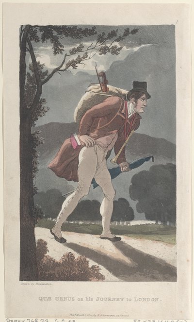 1822 年 3 月 1 日、The History of Johnny Quae Genus からのロンドンへの旅の Quae Genus。 作： Thomas Rowlandson