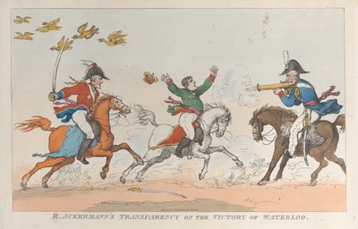 ワーテルローの勝利に関する R. アッカーマンの透明性、1815 年 6 月 1 日、1815 年 6 月 1 日。 作： Thomas Rowlandson