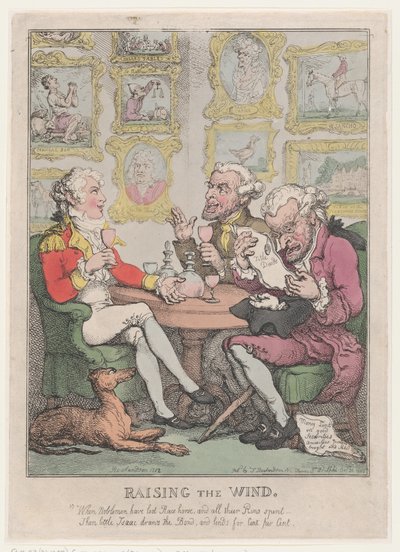 風を上げる、1805-12。、1805-12。 作： Thomas Rowlandson