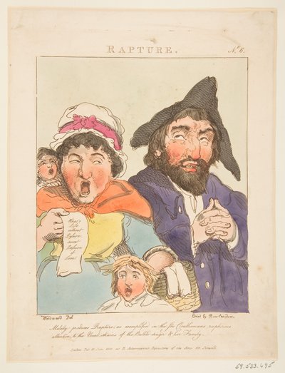 1800年1月21日、ル・ブルンの悲劇、または情熱の似顔絵の狂喜。 作： Thomas Rowlandson