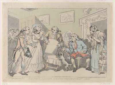 和解、またはスコットランドからの帰還、1785 年 12 月 17 日、1785 年 12 月 17 日。 作： Thomas Rowlandson